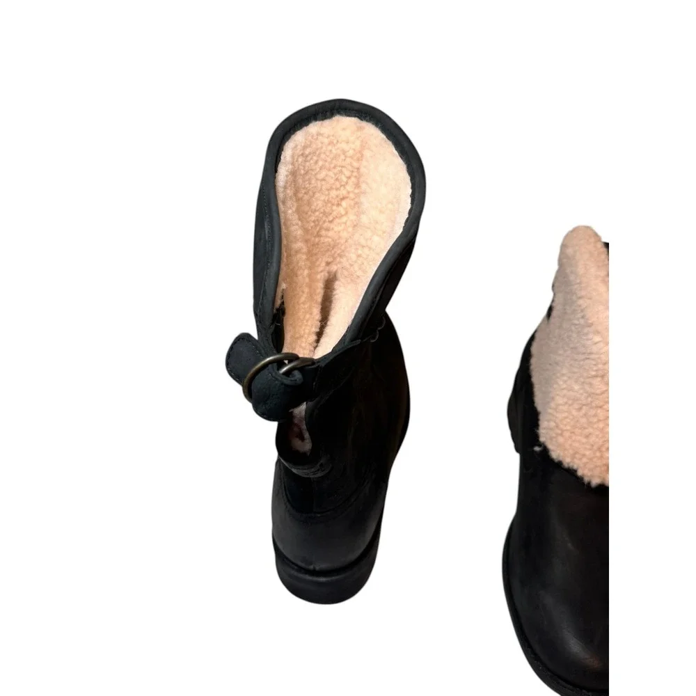 UGG Aldon Fold Down Cuff Boots Black Water Resistant‎ Wool Lined Women's 9.5 New